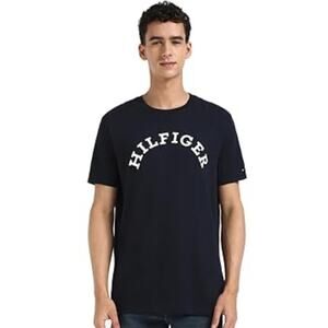 Tommy Hilfiger men's Arched Logo T-shirt in navy blue size M NWT